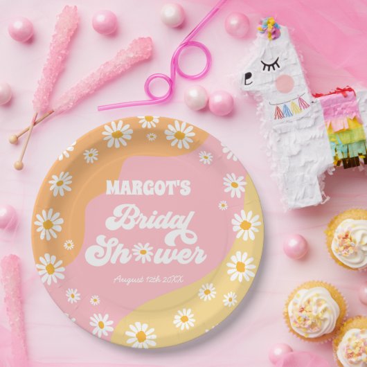 Retro Boho Hippy Daisy Brautparty Dekorationen Pappteller (Party)