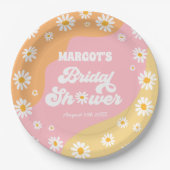 Retro Boho Hippy Daisy Brautparty Dekorationen Pappteller (Vorderseite)