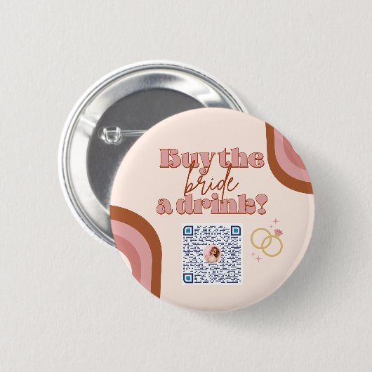 Retro Boho Junggeselinnen-Abschied Venmo QR Code B Button (Vorne & Hinten)