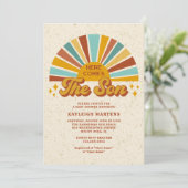 Retro Boho kommt mit der Son Baby Dusche Einladung (Stehend Vorderseite)
