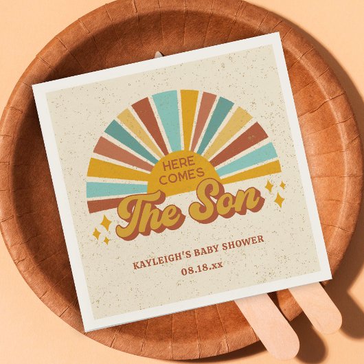 Retro Boho kommt mit der Son Baby Dusche Serviette