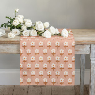 Retro-Boho-Läufer Braun Grüne Florale Vibes Großer Tischläufer