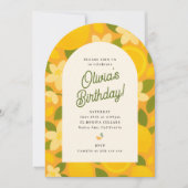Retro Boho Lemon Flower Party Invite Einladung (Vorderseite)