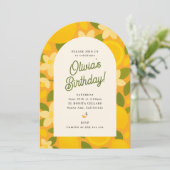 Retro Boho Lemon Flower Party Invite Einladung (Stehend Vorderseite)