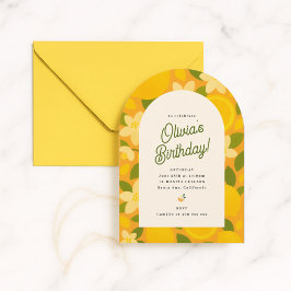Retro Boho Lemon Flower Party Invite Einladung