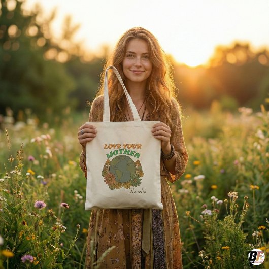 Retro Boho Liebe deine Mutter Earth Day Personalis Tragetasche