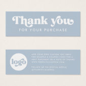 Retro boho Logo dusty blau Danke Karte einfügen (Vorne & Hinten)