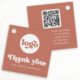Retro boho Logo QR terracotta Dank hängen Tags Geschenkanhänger
