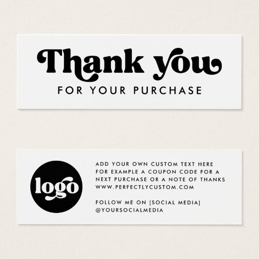 Retro-boho Logo weiß danke einfügen Karte (Vorne & Hinten)