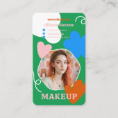 Retro boho Makeup Schönheit formt Foto qr Code Visitenkarte (Vorderseite)