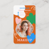 Retro boho Makeup Schönheit formt Foto qr Code Visitenkarte (Vorderseite)