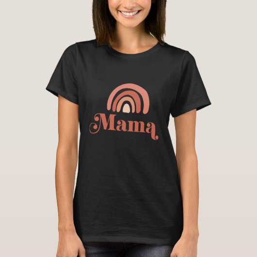 Retro Boho Mama Rainbow Mama und Mini Matching Mam T-Shirt (Vorderseite)