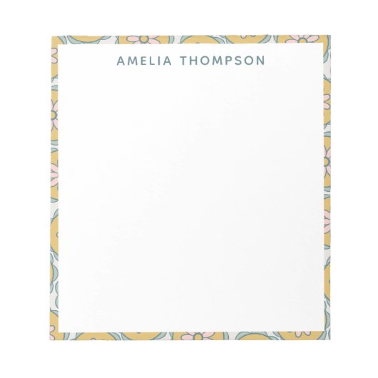 Retro Boho Mandala Blume Muster Personalisiert Notizblock (Vorderseite)