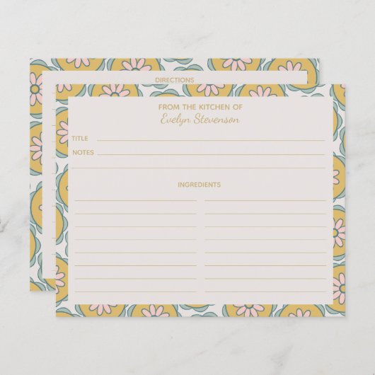 Retro Boho Mandala Blume Personalisierte Rezept Ka (Vorne/Hinten)