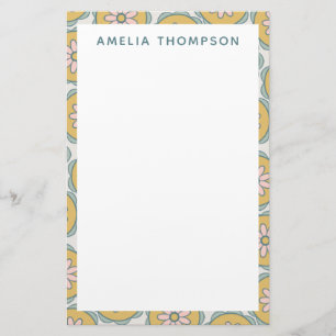 Retro Boho Mandala Blumenmuster personalisiert Briefpapier