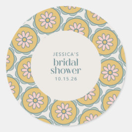 Retro Boho Mandala Floral Pastel Brautparty Runder Aufkleber