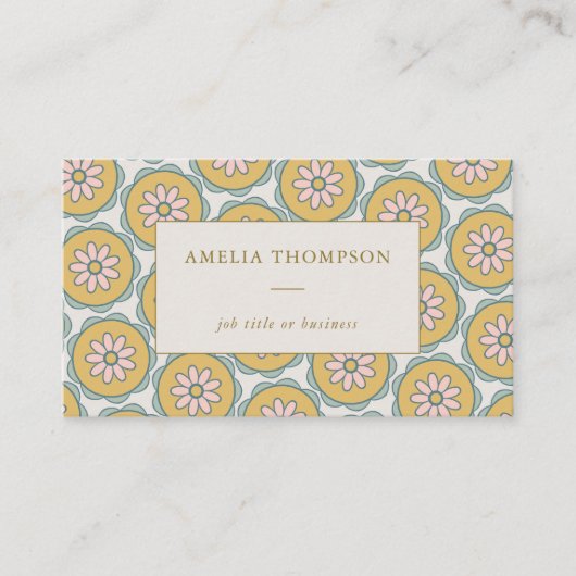 Retro Boho Mandala Floral Stilvoll Personalisiert Visitenkarte (Vorderseite)