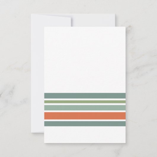 Retro Boho Minimalistisch gestreift Mitteilungskarte (Rückseite)