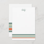 Retro Boho Minimalistisch gestreift Mitteilungskarte (Vorne/Hinten)