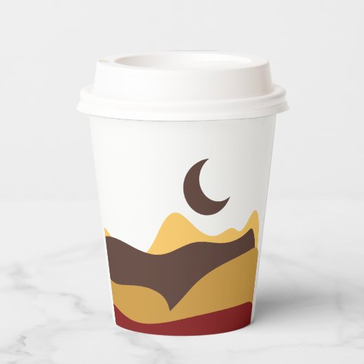 Retro Boho Moon Pappbecher (Rückseite)