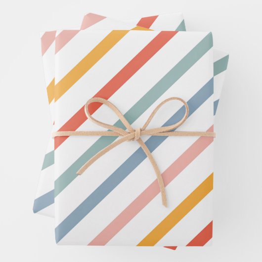 Retro Boho Multi Color Lines Geschenkpapier Set (Beispiel)