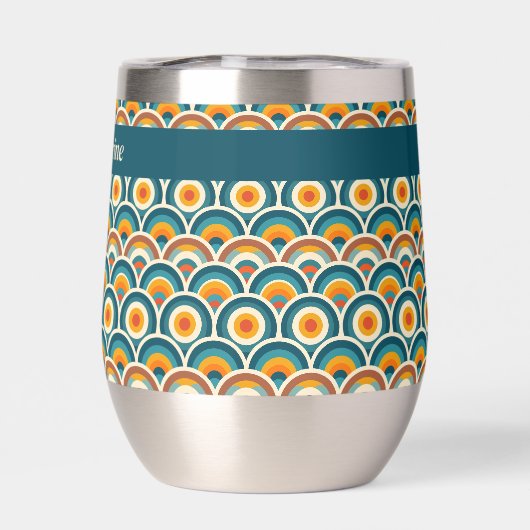 Retro Boho Orange Blue Sun Circle Pattern (Rückseite)
