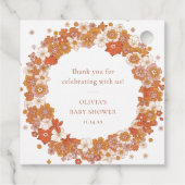 Retro Boho Orange Floral Baby Shower Thank You Geschenkanhänger (Rückseite)