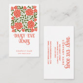 Retro Boho Orange und Grünpflanzen Blumen Visitenkarte (Vorne/Hinten)