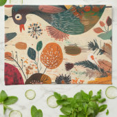Retro Boho Patchwork Herbst Truthahn Geschirrtuch (Gefaltet)