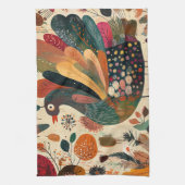 Retro Boho Patchwork Herbst Truthahn Geschirrtuch (Vertikal)