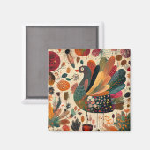 Retro Boho Patchwork Herbst Truthahn Magnet (Vorderseite/Rückseite)