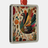 Retro Boho Patchwork Herbst Truthahn Ornament Aus Metall (Rechts)