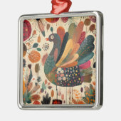 Retro Boho Patchwork Herbst Truthahn Ornament Aus Metall (Links)