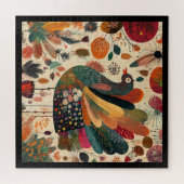Retro Boho Patchwork Herbst Truthahn Puzzle (Horizontal)