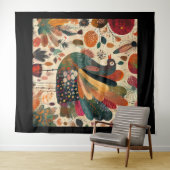 Retro Boho Patchwork Herbst Truthahn Wandteppich (Beispiel (Horizontal))