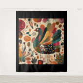 Retro Boho Patchwork Herbst Truthahn Wandteppich (Vorderseite)