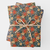 Retro boho pattern of poinsettia for Christmas  Geschenkpapier Set (Beispiel)