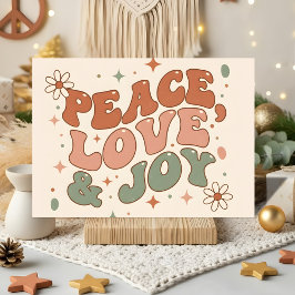 Retro Boho Peace Love Joy Christmas Feiertagskarte