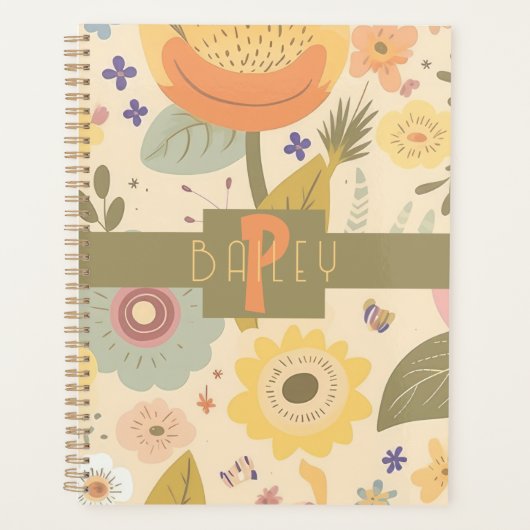 Retro Boho personalisiert Planer (Vorderseite)