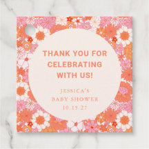 Retro Boho Pink Floral Custom Baby Dusche Dank