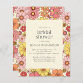 Retro Boho Pink Gelbes Brautparty (Vorne/Hinten)