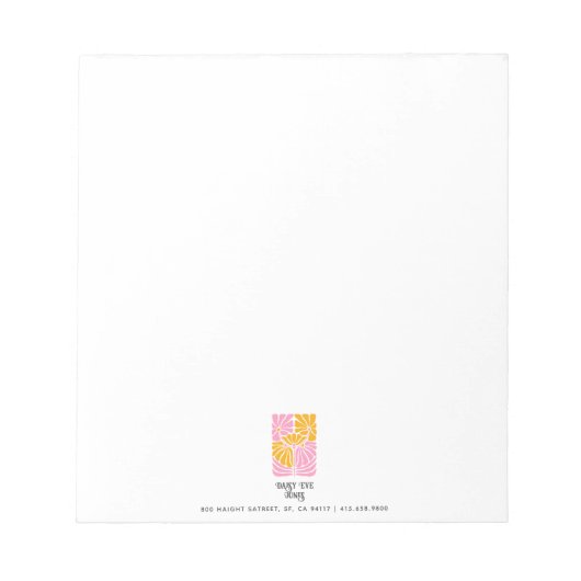 Retro Boho Pink Gold Orange Floral Notepad Notizblock (Vorderseite)