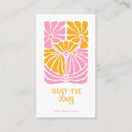 Retro Boho Pink Gold Orange Floral Visitenkarte