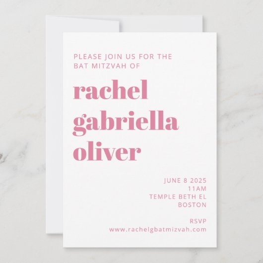 Retro Boho Pink Grüne Blume Groovy Bat Mitzvah Einladung (Vorderseite)