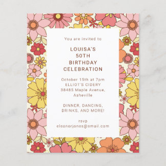 Retro Boho Pink Niedliche Geburtstag Party einlade