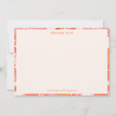 Retro Boho Pink Orange Blume Personalisiert Name Dankeskarte (Vorderseite)