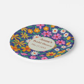 Retro Boho Pink Orange Brautparty Pappteller (Schrägansicht)