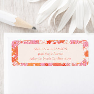 Retro Boho Pink Orange Floral Custom Baby Dusche
