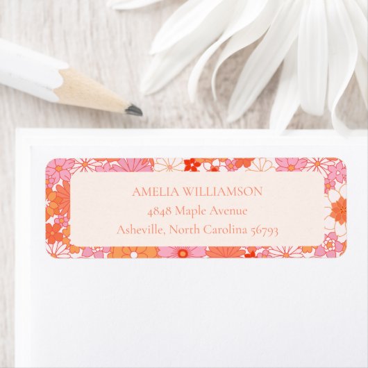 Retro Boho Pink Orange Floral Custom Baby Dusche (Insitu)
