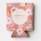 Retro Boho Pink Orange Floral Custom Baby Dusche Dosenkühler (Vorderseite)